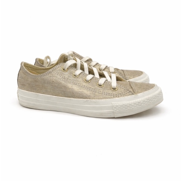 CONVERSE All Star Low Top Chic Gold Shimmer Canvas Sneakers Casual Sneakers - Picture 2 of 15